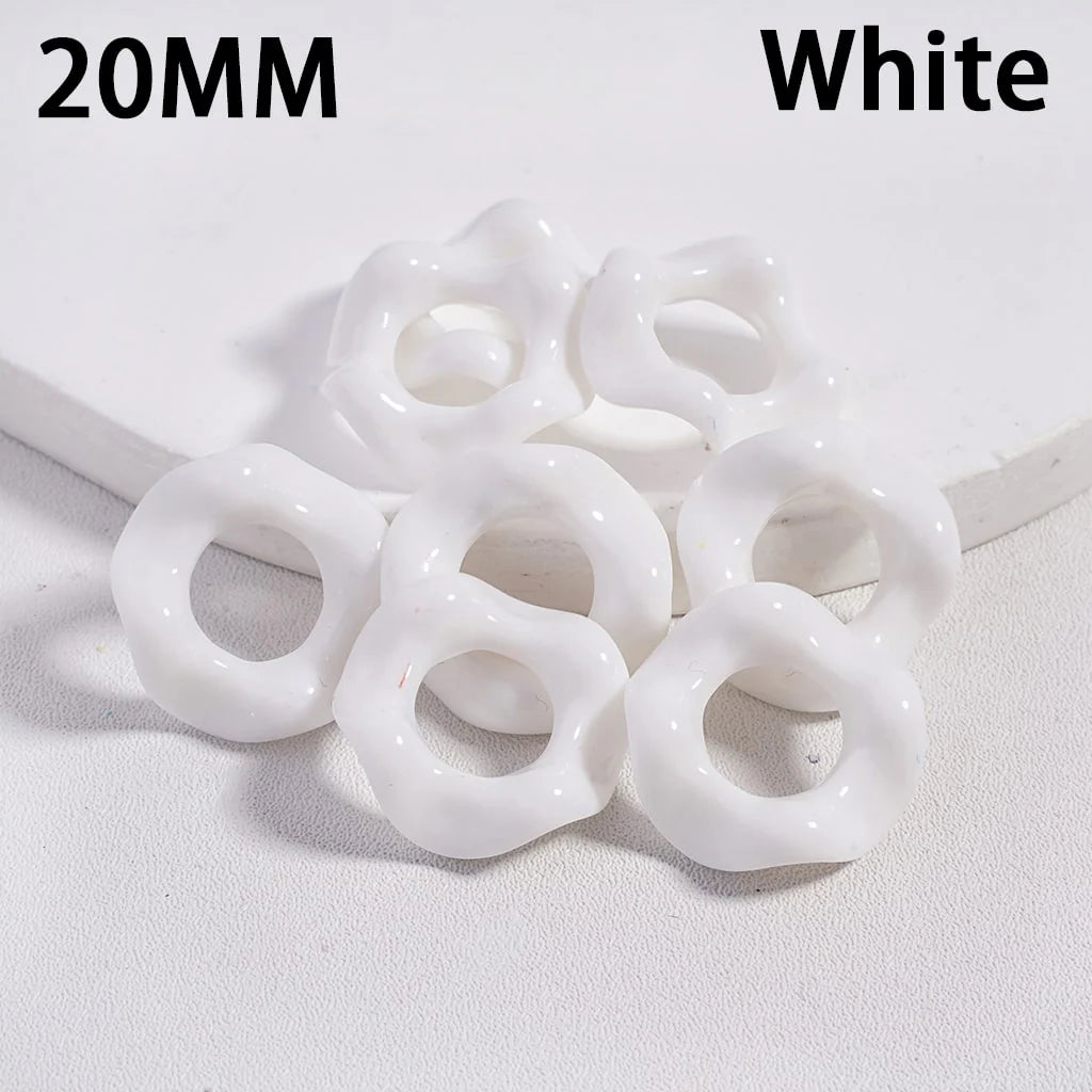 z-Acrylic Beads Wavy Shape Spacer Large Hole, Solid Color, 20MM