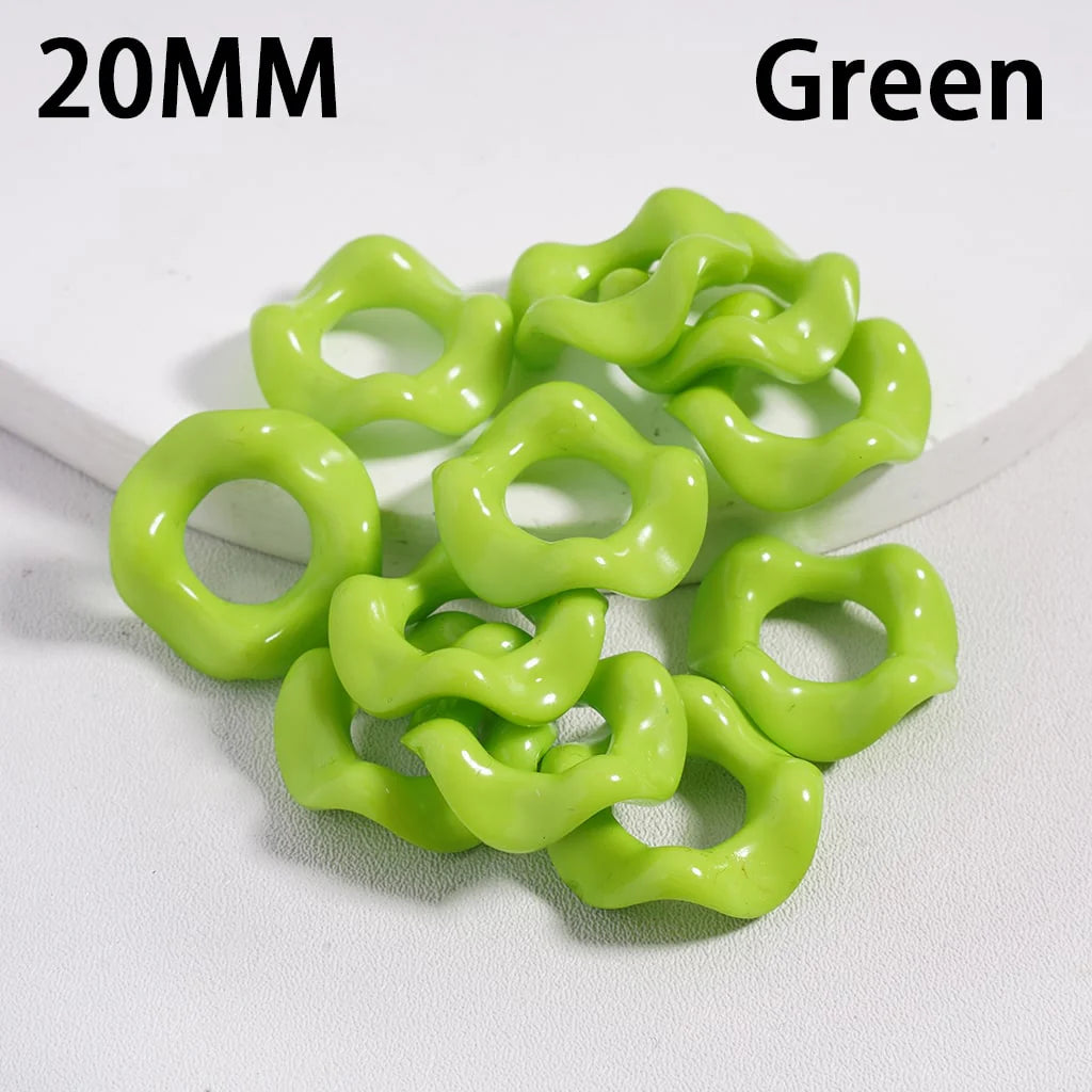 z-Acrylic Beads Wavy Shape Spacer Large Hole, Solid Color, 20MM