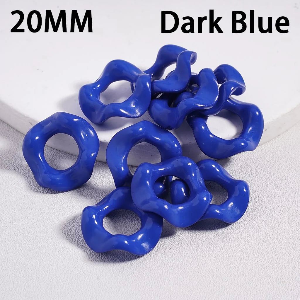 z-Acrylic Beads Wavy Shape Spacer Large Hole, Solid Color, 20MM