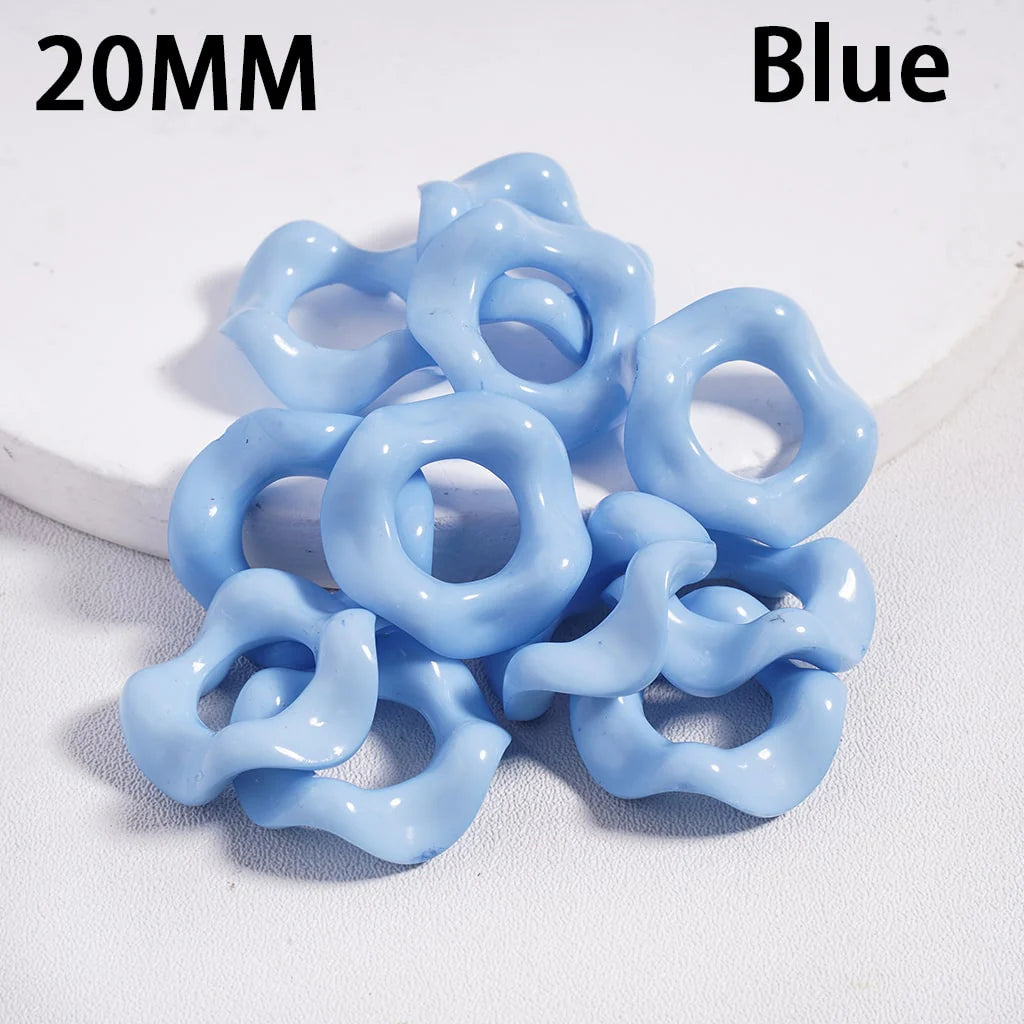 z-Acrylic Beads Wavy Shape Spacer Large Hole, Solid Color, 20MM
