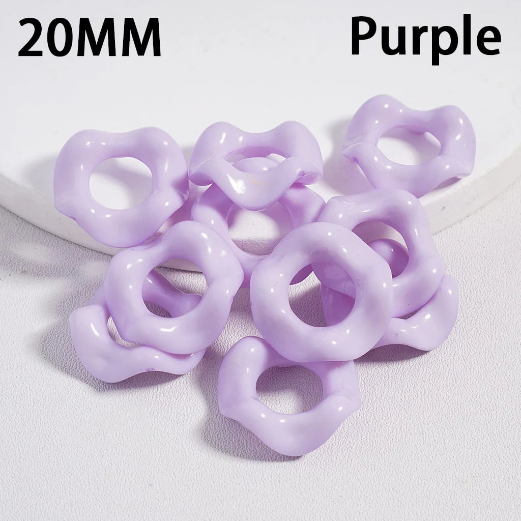 z-Acrylic Beads Wavy Shape Spacer Large Hole, Solid Color, 20MM