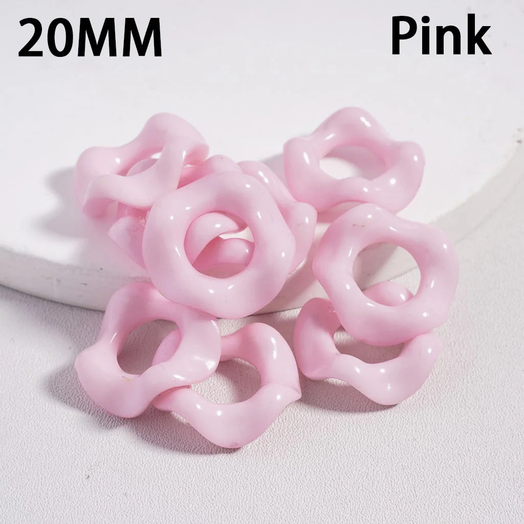 z-Acrylic Beads Wavy Shape Spacer Large Hole, Solid Color, 20MM