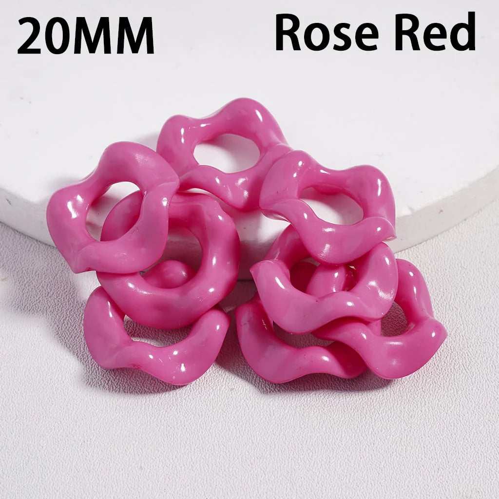 z-Acrylic Beads Wavy Shape Spacer Large Hole, Solid Color, 20MM