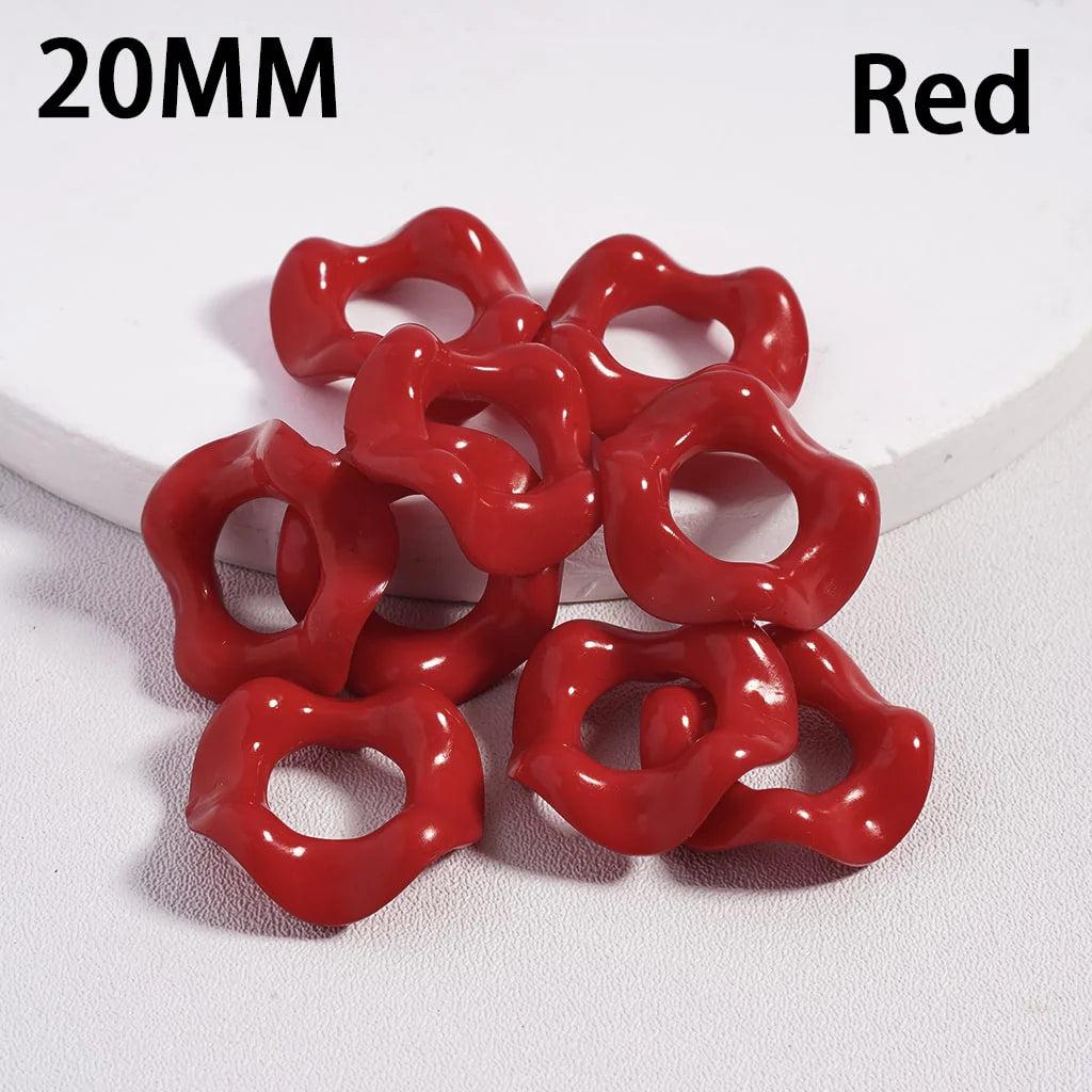 z-Acrylic Beads Wavy Shape Spacer Large Hole, Solid Color, 20MM