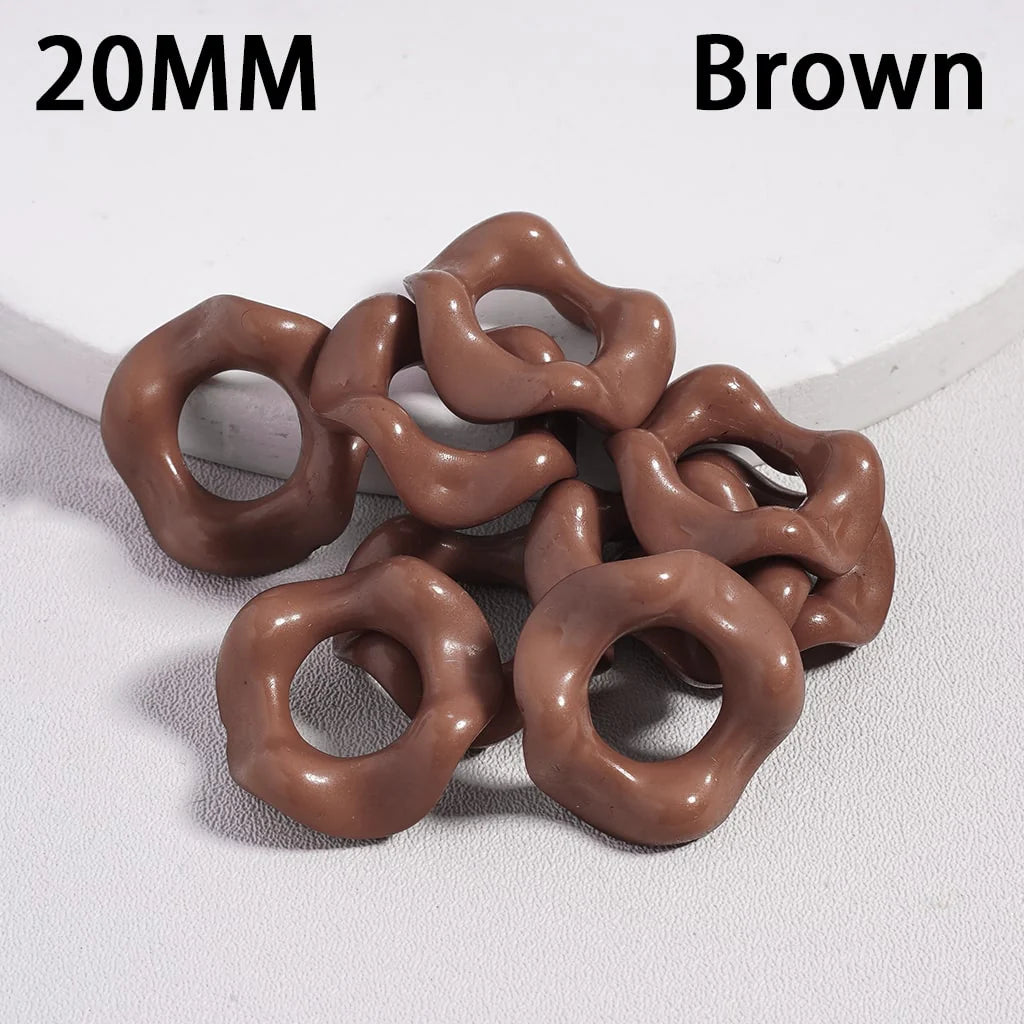 z-Acrylic Beads Wavy Shape Spacer Large Hole, Solid Color, 20MM