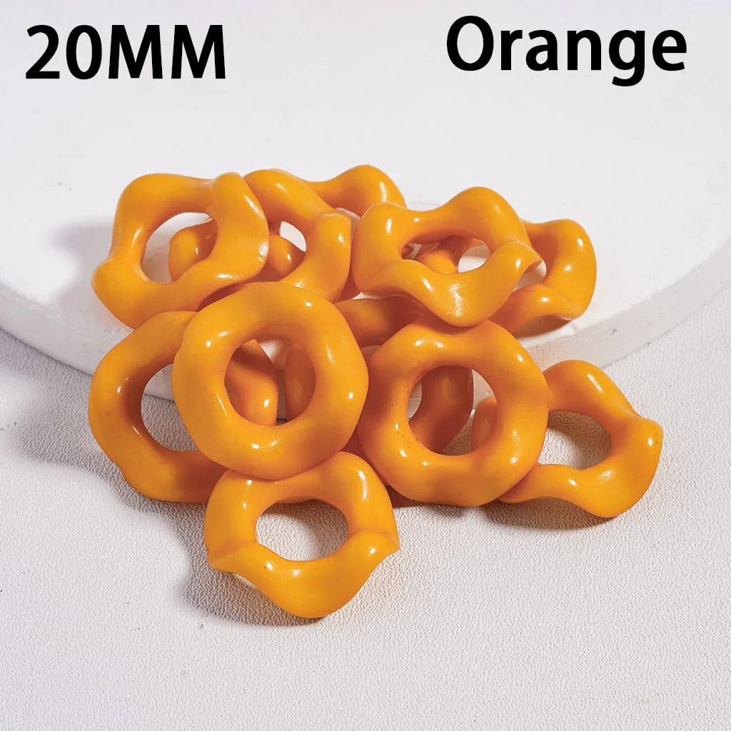 z-Acrylic Beads Wavy Shape Spacer Large Hole, Solid Color, 20MM