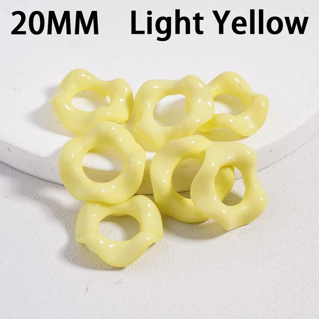 z-Acrylic Beads Wavy Shape Spacer Large Hole, Solid Color, 20MM