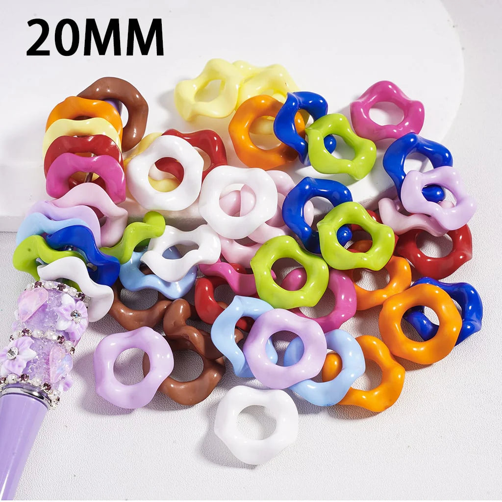 z-Acrylic Beads Wavy Shape Spacer Large Hole, Solid Color, 20MM