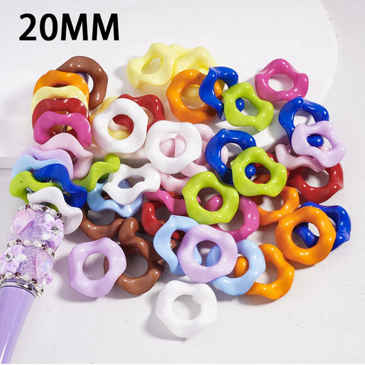 z-Acrylic Beads Wavy Shape Spacer Large Hole, Solid Color, 20MM