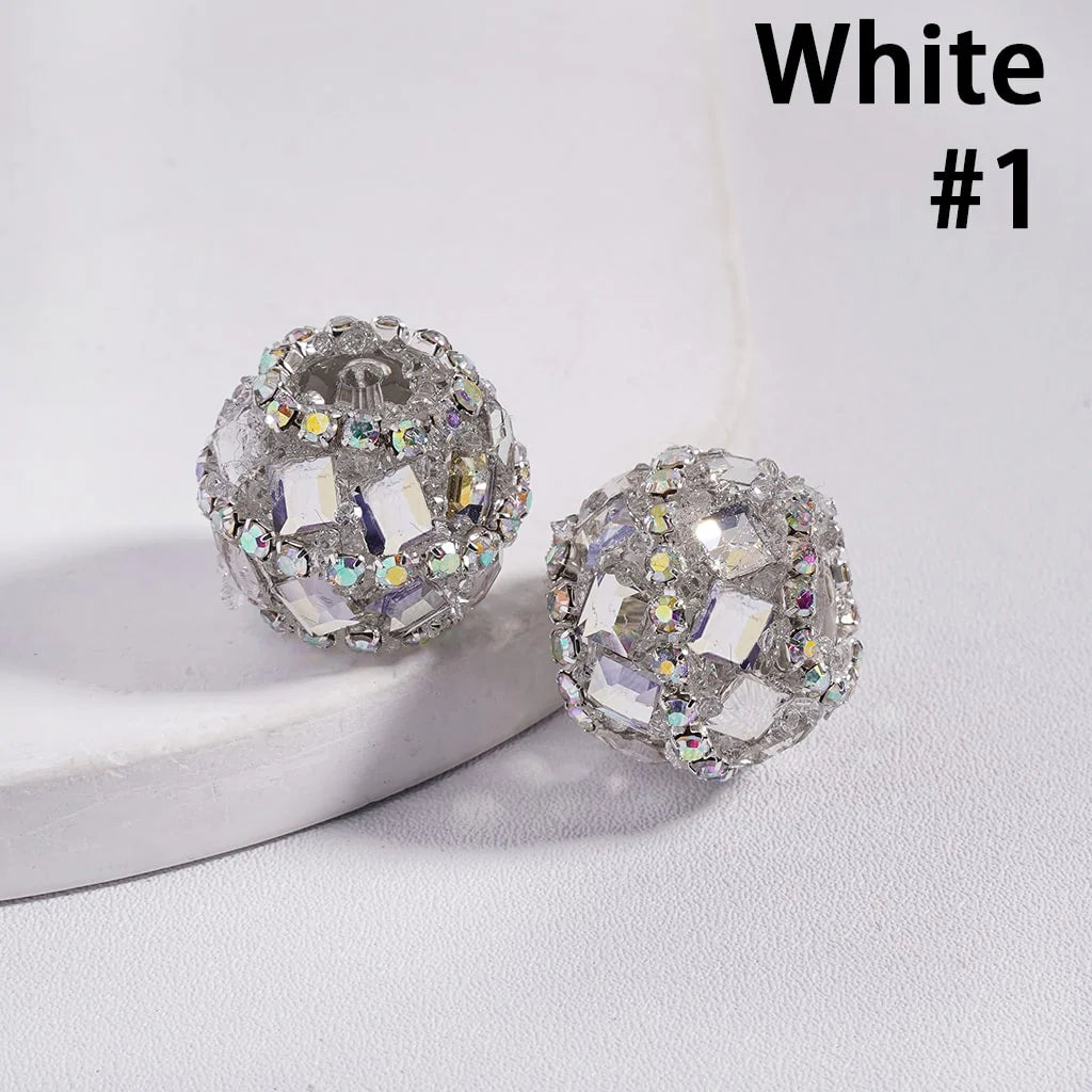 z-Acrylic Sugar Beads with Square Rhinestones and AB Rhinestone Chains, 20MM, Multi-Color