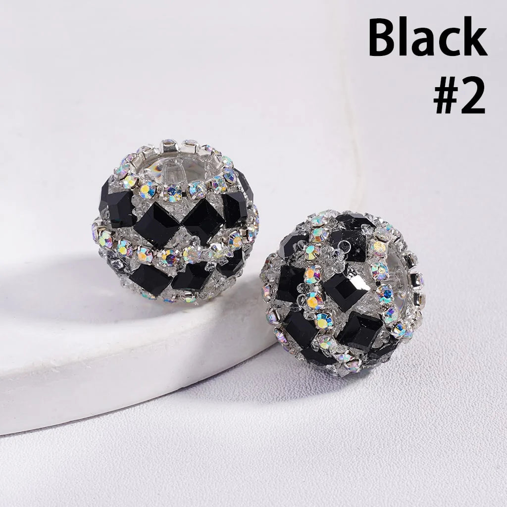 z-Acrylic Sugar Beads with Square Rhinestones and AB Rhinestone Chains, 20MM, Multi-Color