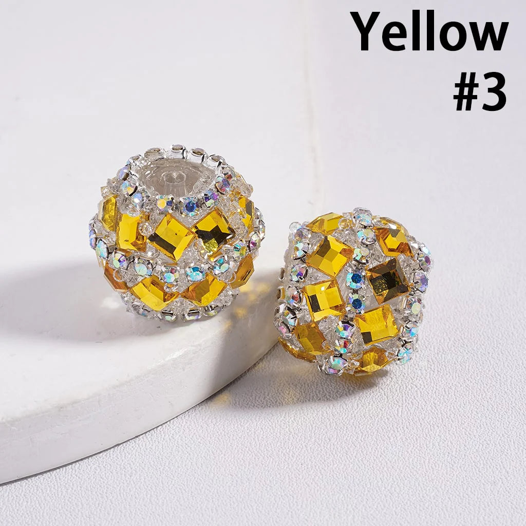 z-Acrylic Sugar Beads with Square Rhinestones and AB Rhinestone Chains, 20MM, Multi-Color