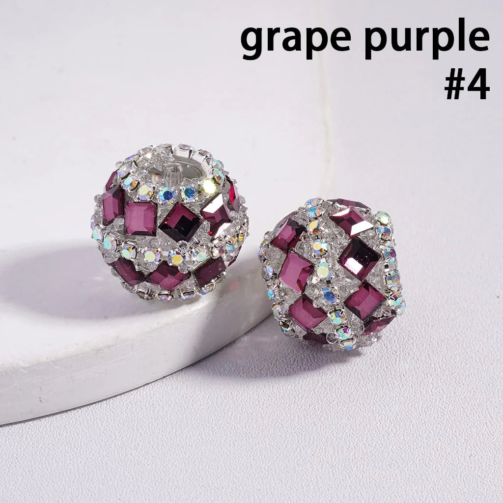 z-Acrylic Sugar Beads with Square Rhinestones and AB Rhinestone Chains, 20MM, Multi-Color