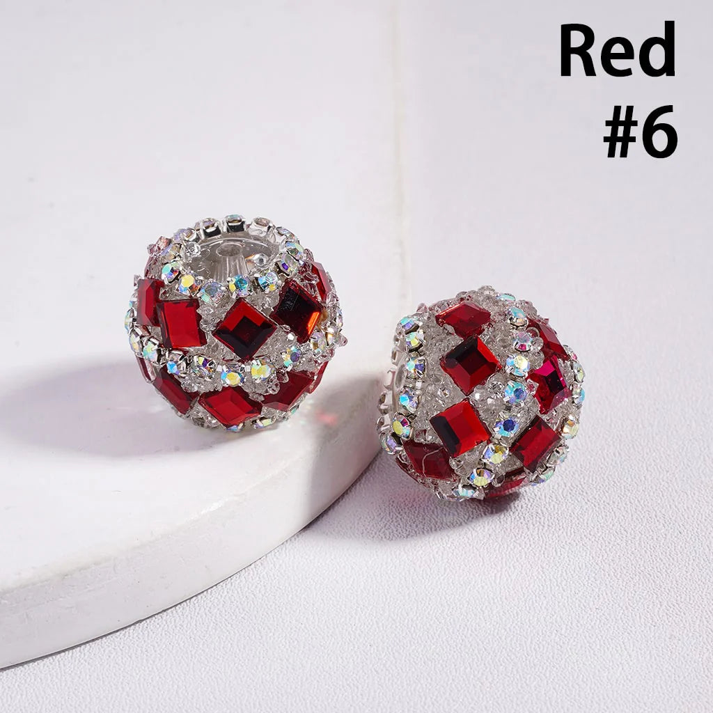 z-Acrylic Sugar Beads with Square Rhinestones and AB Rhinestone Chains, 20MM, Multi-Color