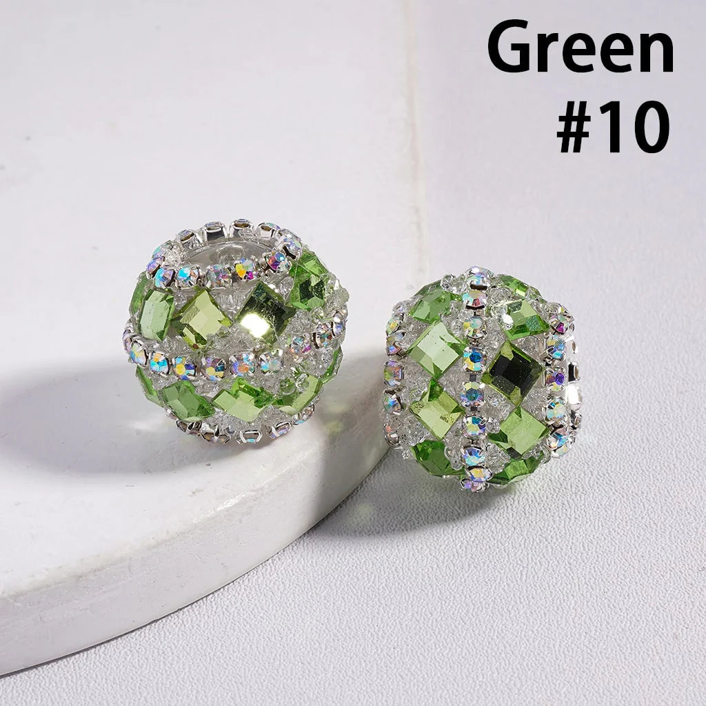 z-Acrylic Sugar Beads with Square Rhinestones and AB Rhinestone Chains, 20MM, Multi-Color