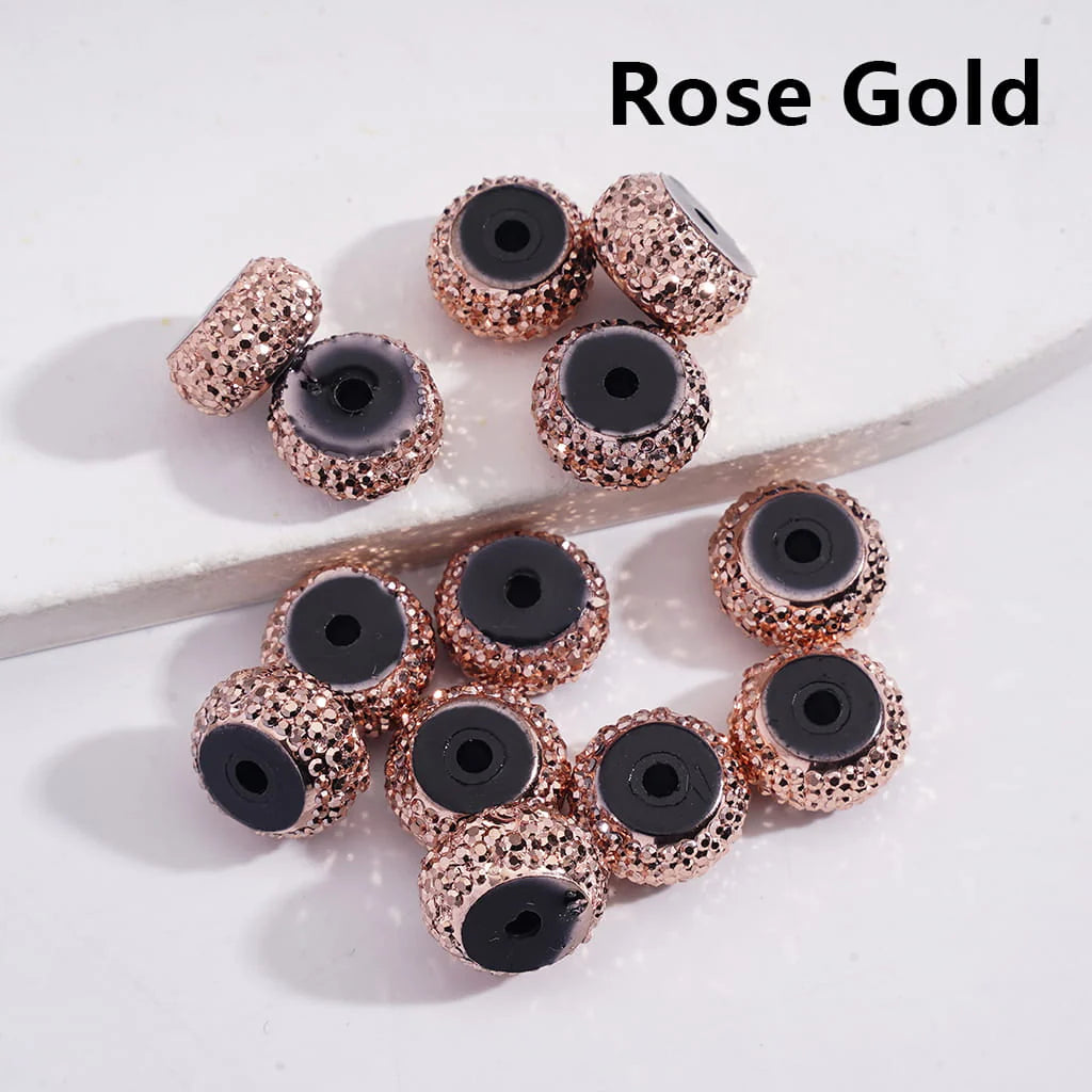 z-Wheel Spacers with Silver &golden& Black Rhinestone, 6x12mm
