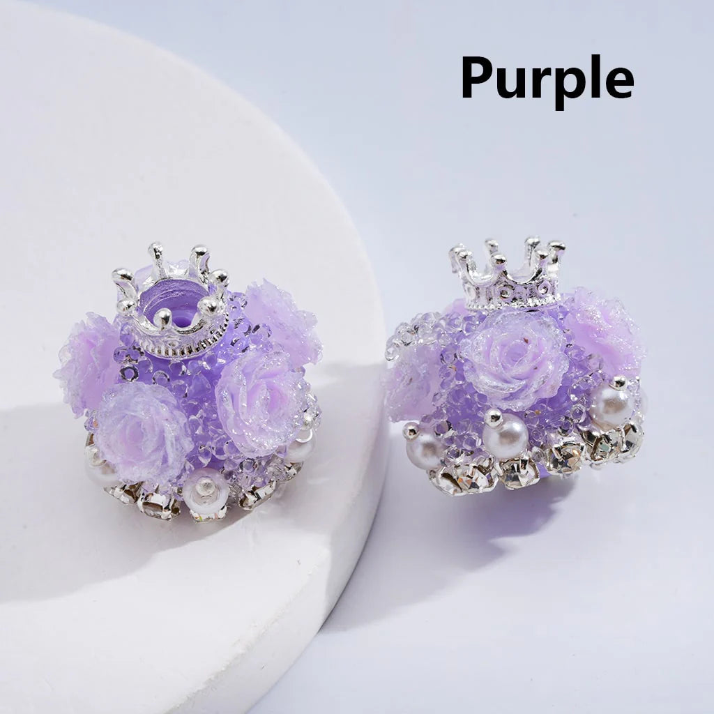 z-Sugar Acrylic Beads Shiny Glitter Flowers Silver Alloy Crown White Pearls Clear Rhinestones Chains Multi-Color 20*21MM