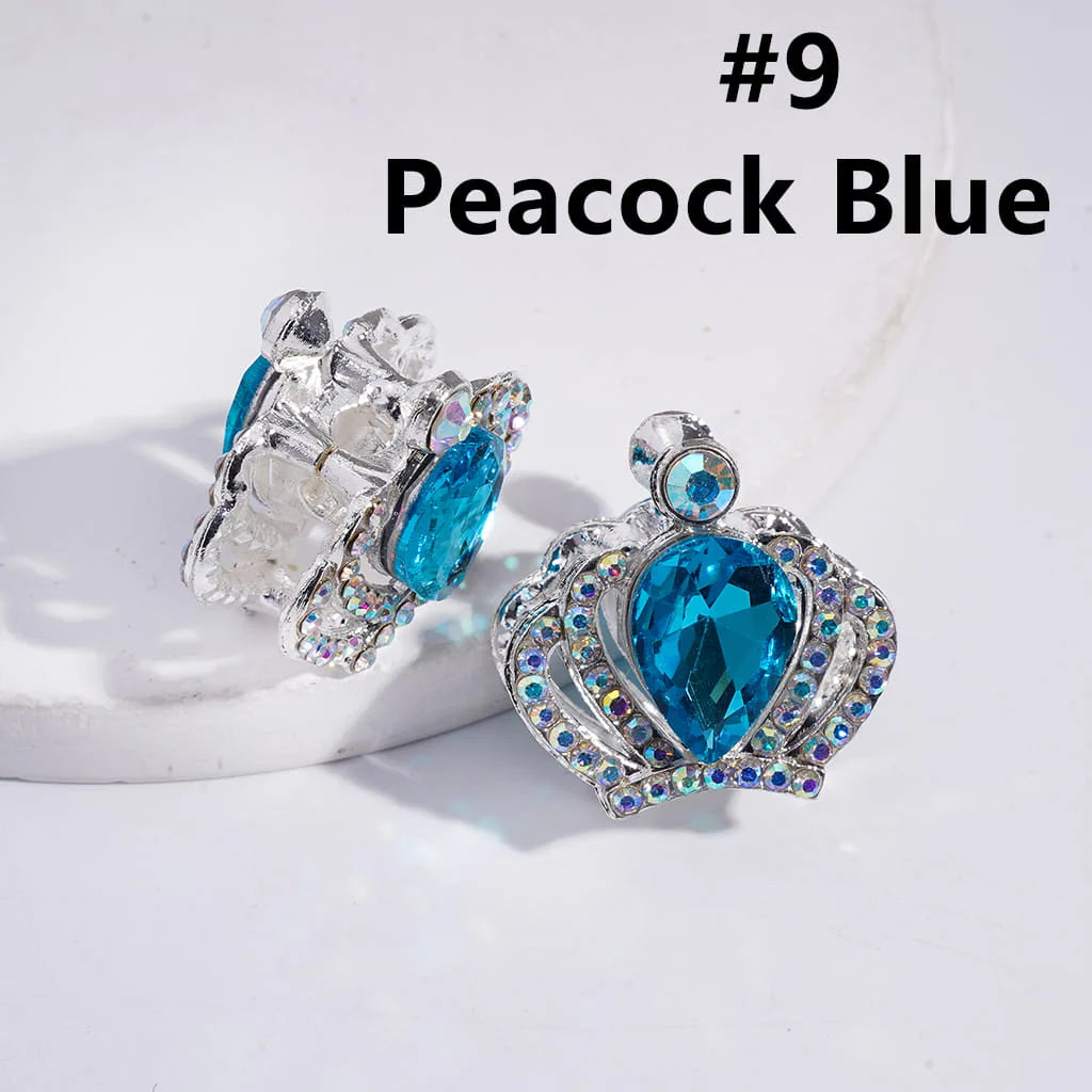 z-Silver Color Metal Beads with Bling Bling Crown with Mini Colorful Water Drops AB Rhinestones 24*23MM