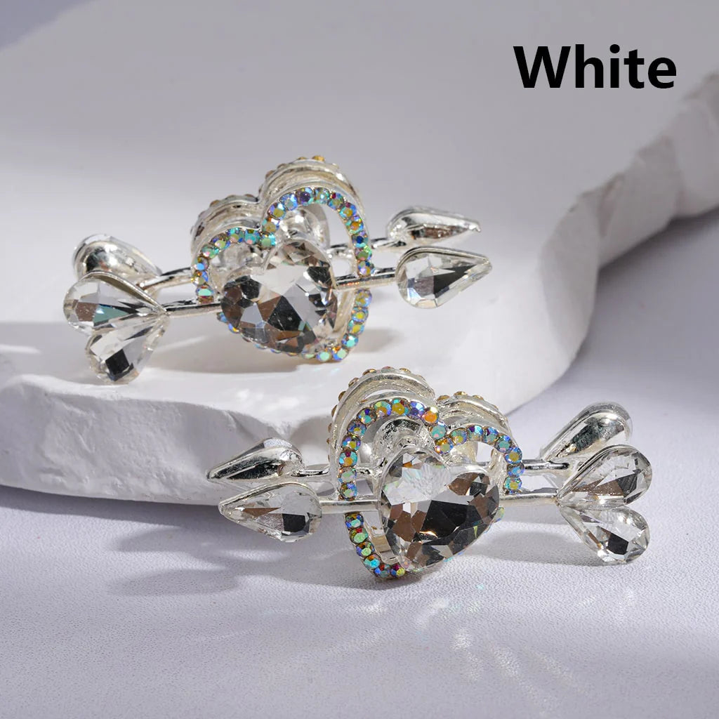 z-Silver Metal Beads Cupi's Arrow Love Fancy Heart with Multi-Color Shiny Rhinestones, 43*20MM