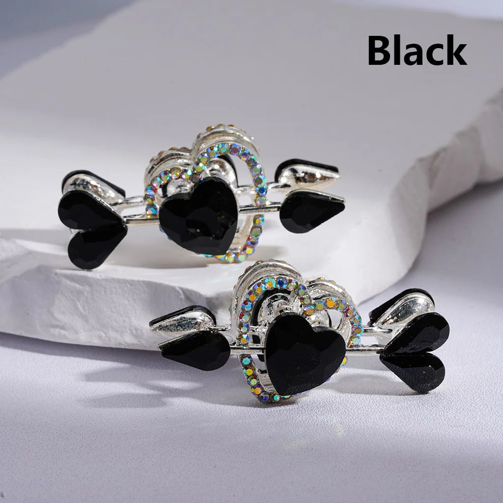 z-Silver Metal Beads Cupi's Arrow Love Fancy Heart with Multi-Color Shiny Rhinestones, 43*20MM