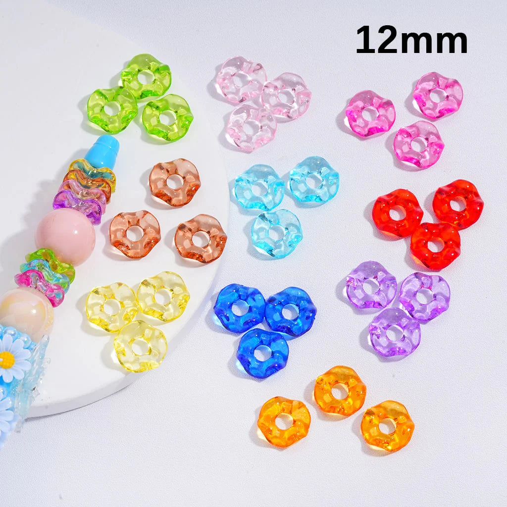 z-Spacer Acrylic Beads Wavy Shape Translucent Multi-Color 12MM (Single Color is available for 1450pcs(whole bag) Only)