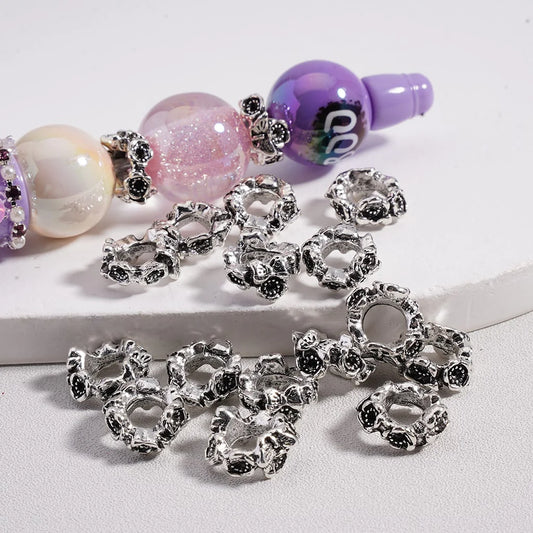 z-Silver Metal Beads Cute Alloy Spacer Butterflies Flowers, 10MM