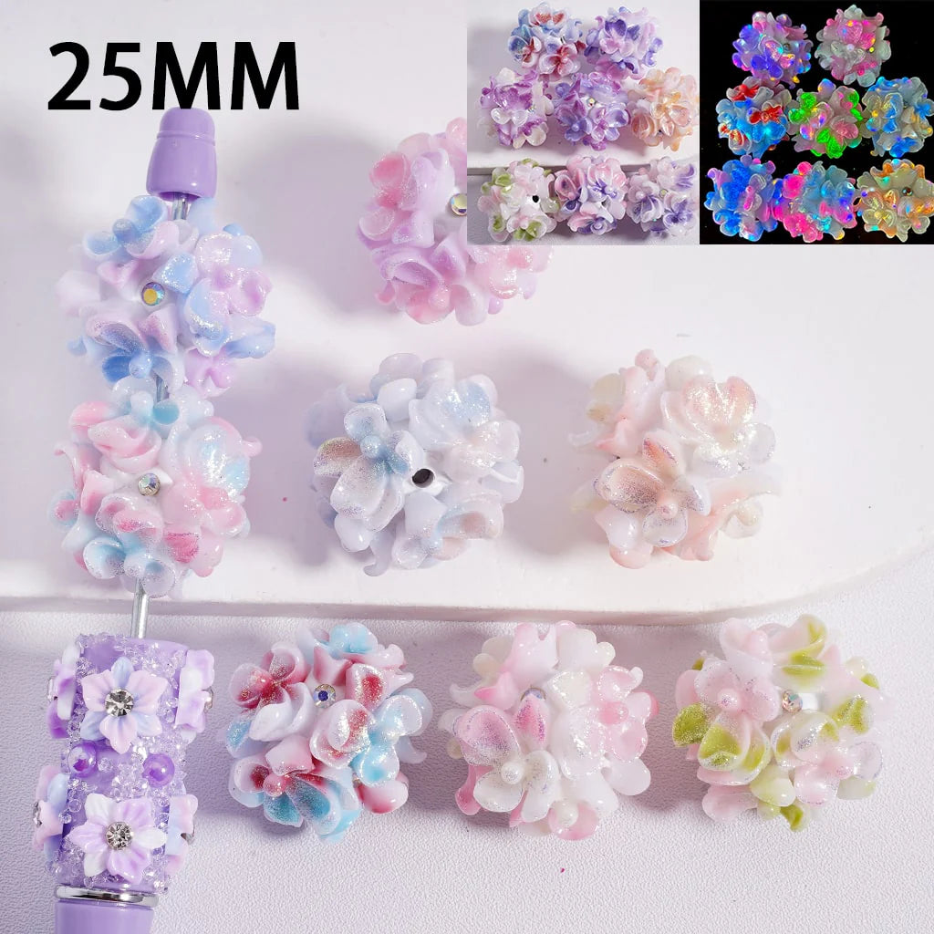 z-Clay Beads Luminous Color Changing Glitter Flower AB Rhinestones Multi-Color 25MM, Random Mix