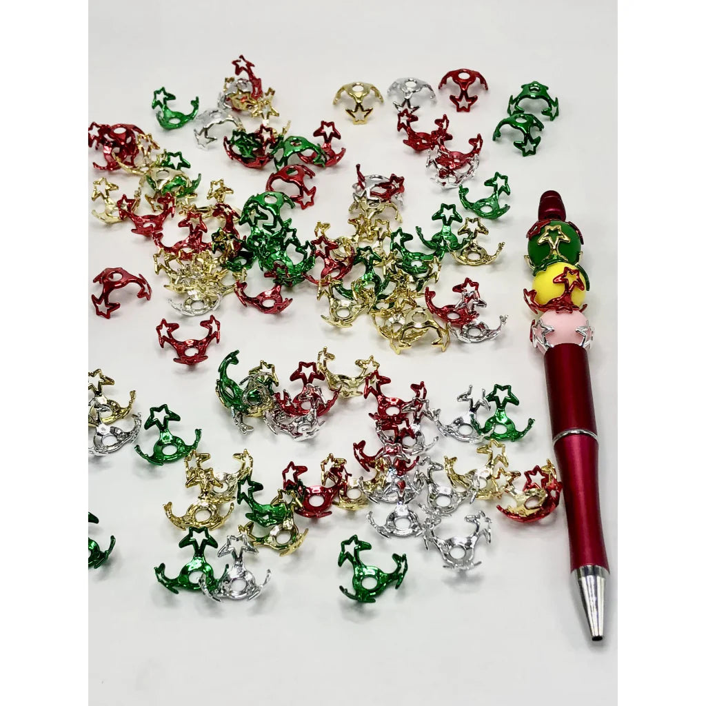 z-Christmas Acrylic Bead Cage Bead Cap for 16mm Beads Star Shape Glossy PLEASE READ DESCRIPTION