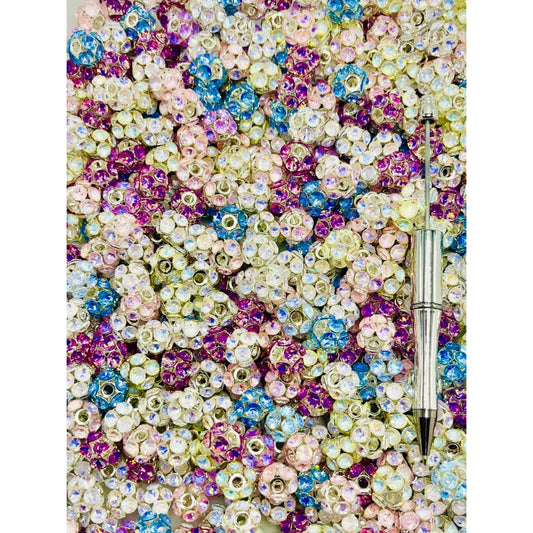 z-Metal Beads Sparkling Crystal Rhinestones, Random Mix, 14mm by 12mm, ZY