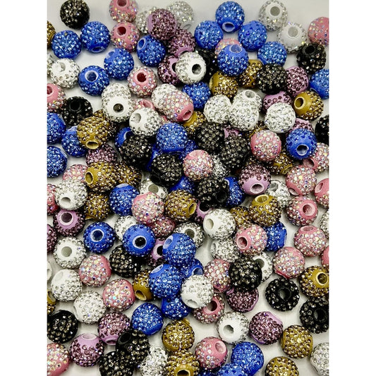 z-Clay Beads with Rhinestones, 14mm, Large Hole