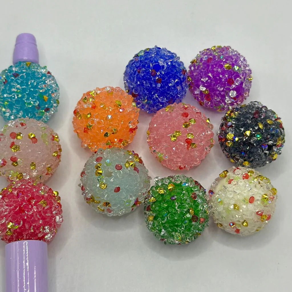 z-Hard Sugar Beads with Mix Color and Clear Rhinestones 20mm Random Mix