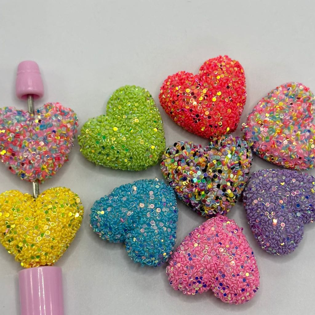 z-Acrylic Sugar Beads Heart Shape in Sparkling Solid Color Flakes 21*23mm