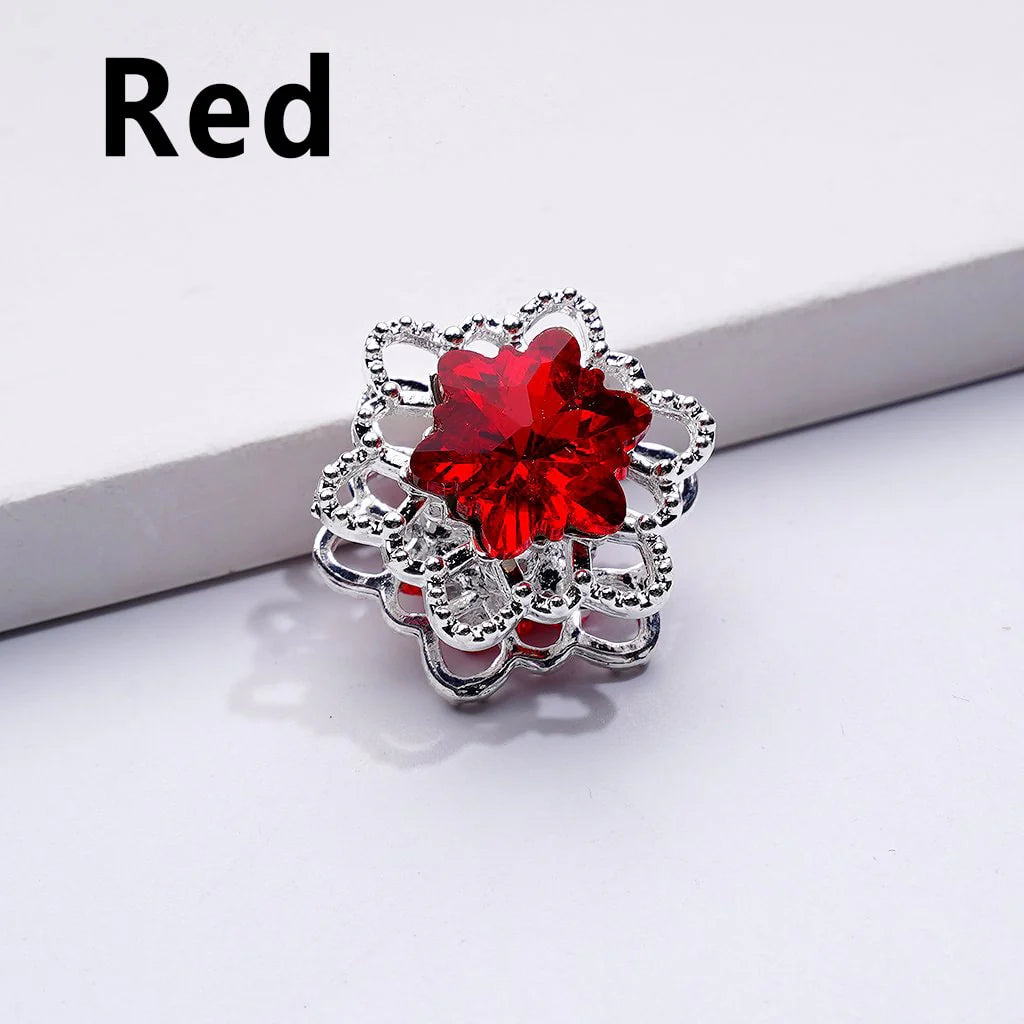 z-Silver Metal Beads Fancy Snowflakes Shape with Bling Bling Multi-Color Shiny Rhinestones, Around 20MM