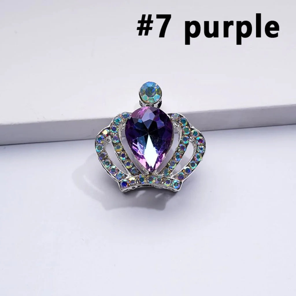 z-Silver Color Metal Beads with Bling Bling Crown with Mini Colorful Water Drops AB Rhinestones 24*23MM