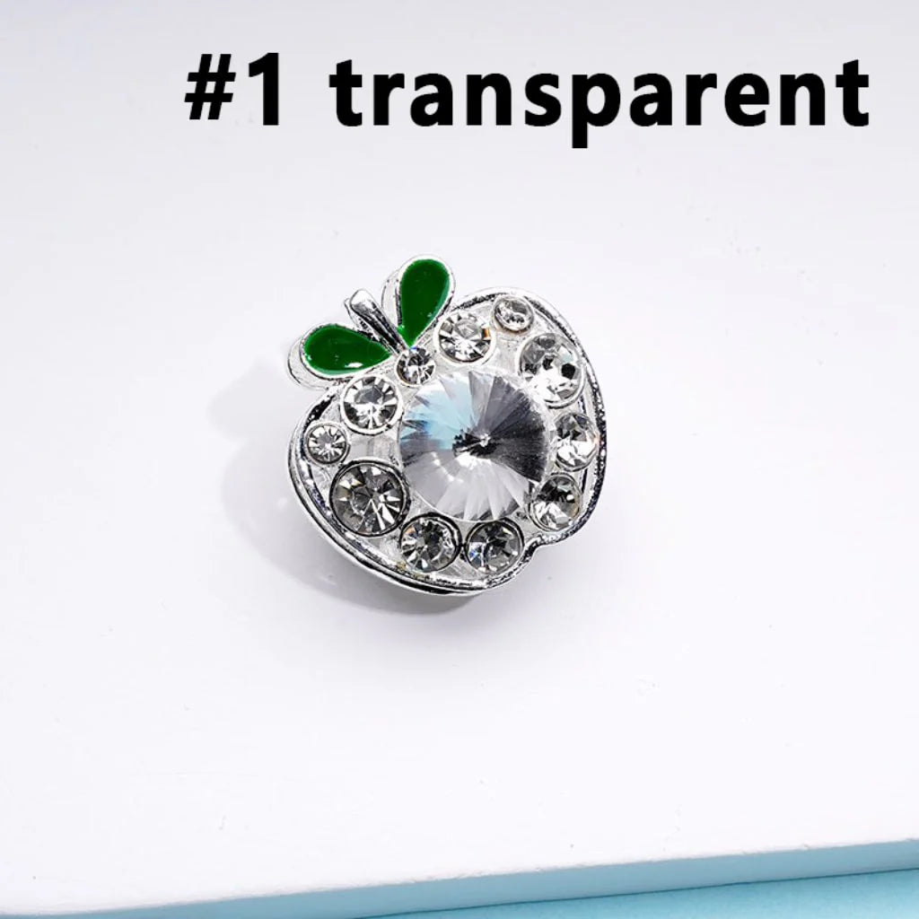 z-Silver Metal Beads Exquisite Fancy Apple with Colorful Rhinestones 25×25MM