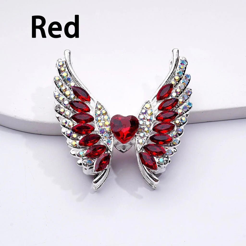 z-Silver Metal Beads Exquisite Angel's Wings Fancy Shiny Rhinestones, 46*50MM