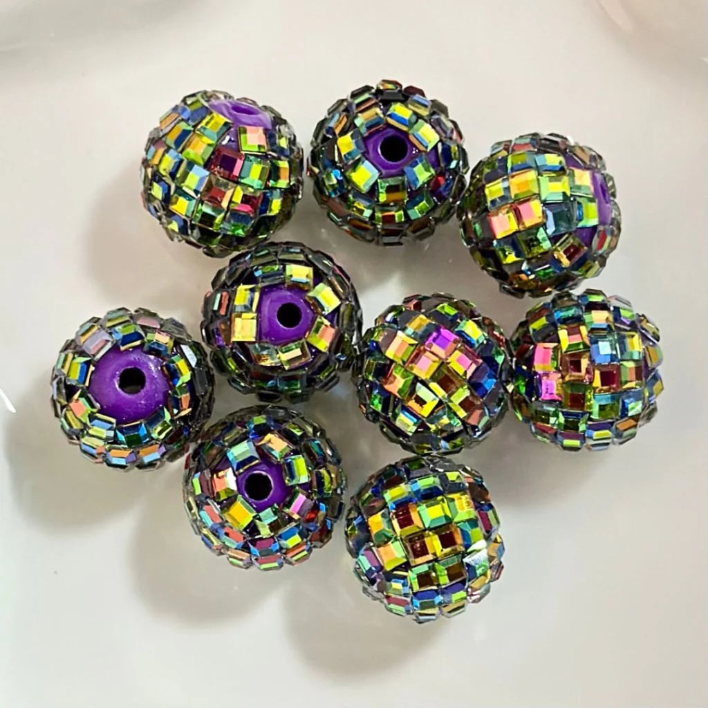 z-Disco Ball Beads, Sparkling Acrylic Beads with Crystal Rhinestones and Disco Ball Shape, 16mm