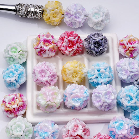 z-Multi-Color Soft Flower Clay Beads, 24MM, Random Mix