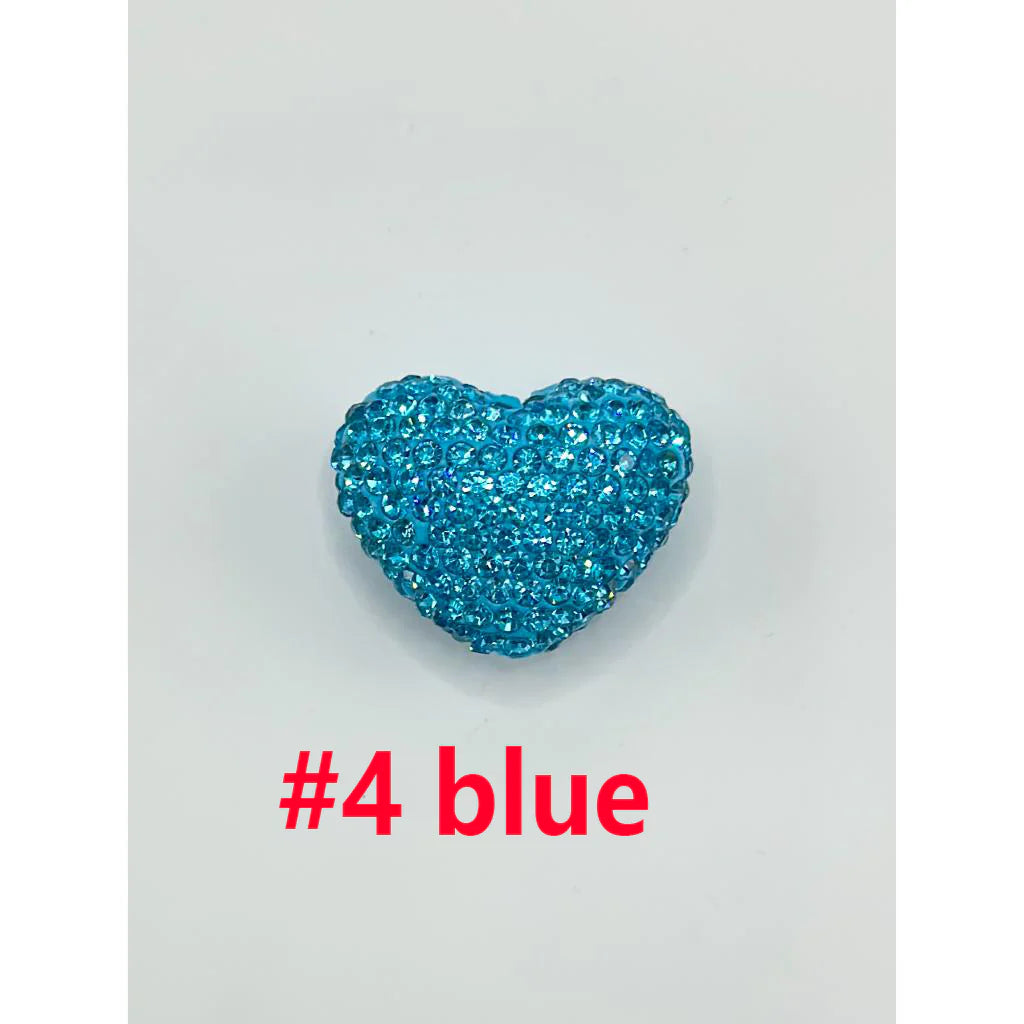 z-Solid Heart Clay Beads with Rhinestones, 18mm by 24mm ZY