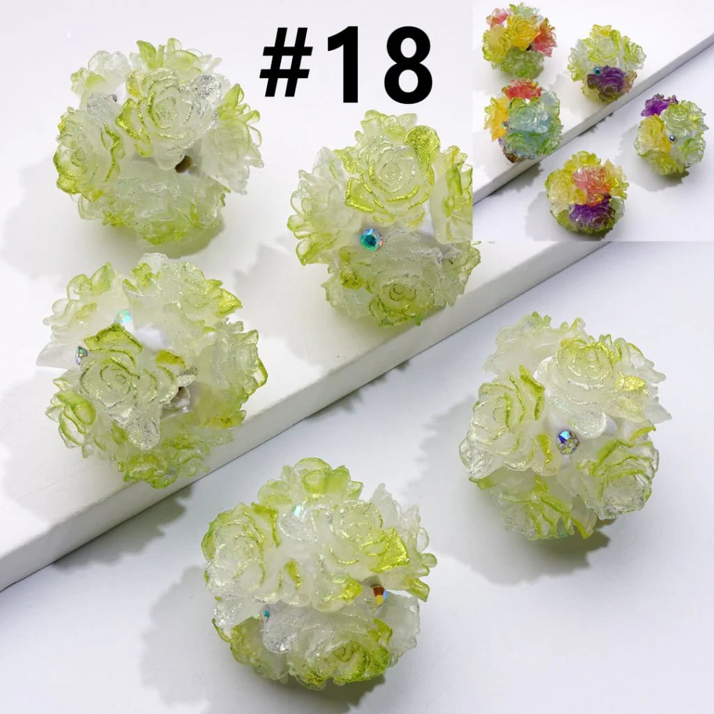 z-Color Changing Cute Glitter Soft Flowers AB Rhinestones Round Clay Beads, Around 24MM