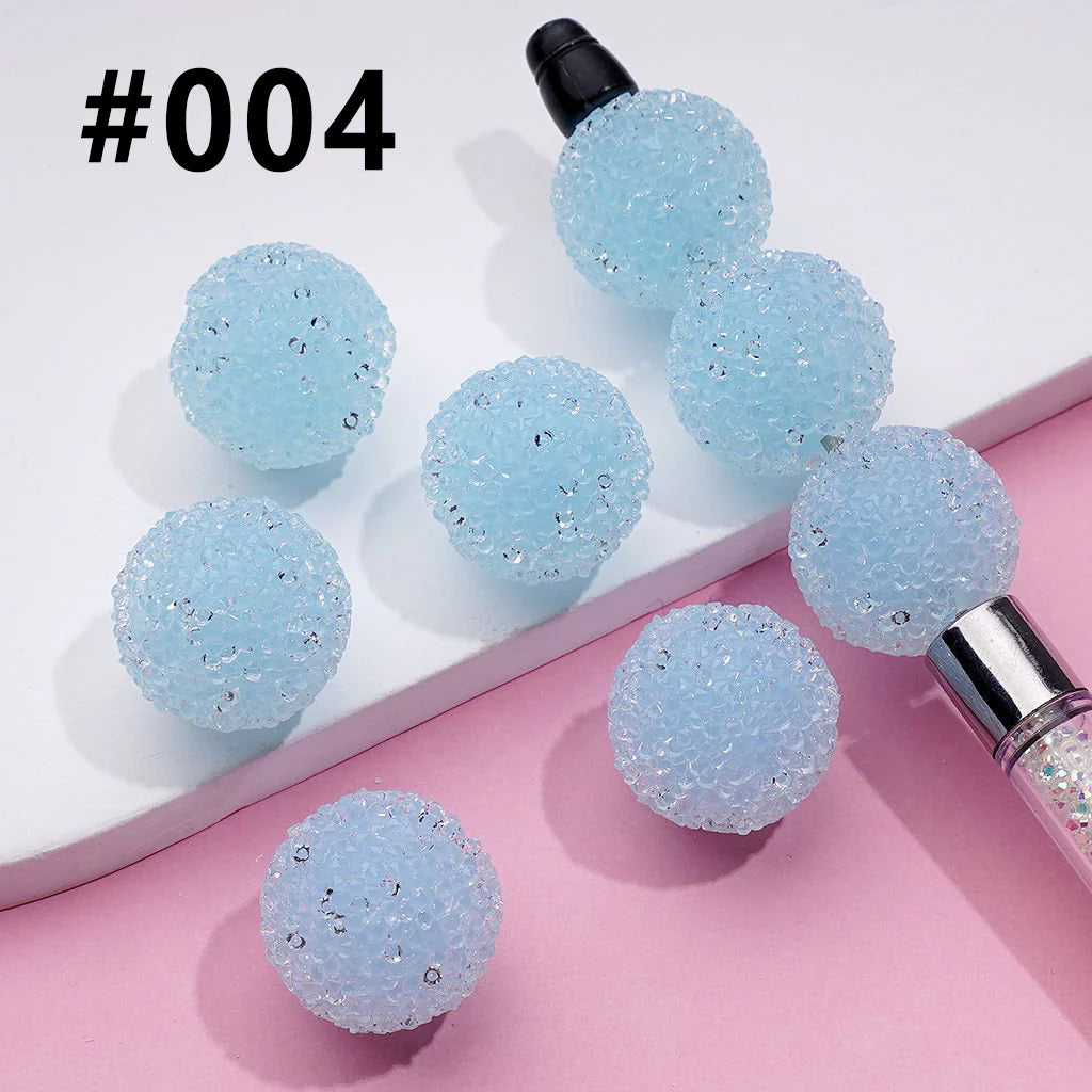z-Hard Sugar Beads in Solid Colors Clear Rhinestones Candy Round 20mm