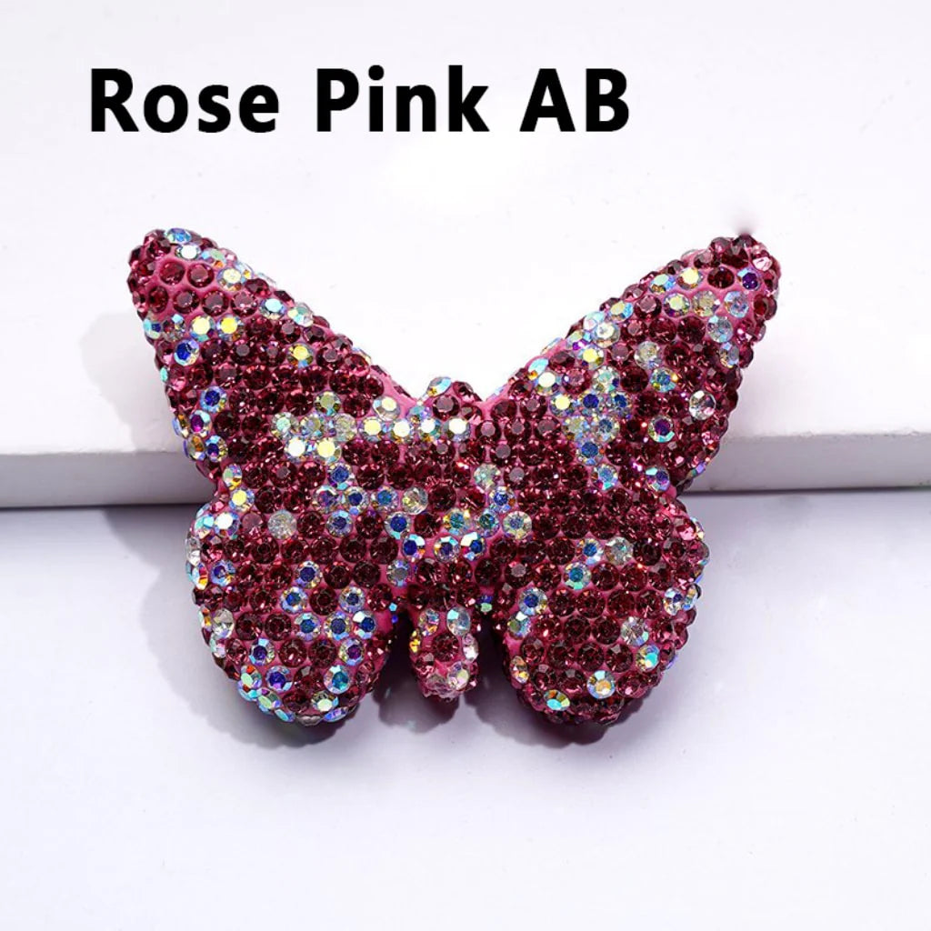 z-Exquisite Multi-Color Butterfly Clay Beads with Shiny Rhinestones, 54*41MM