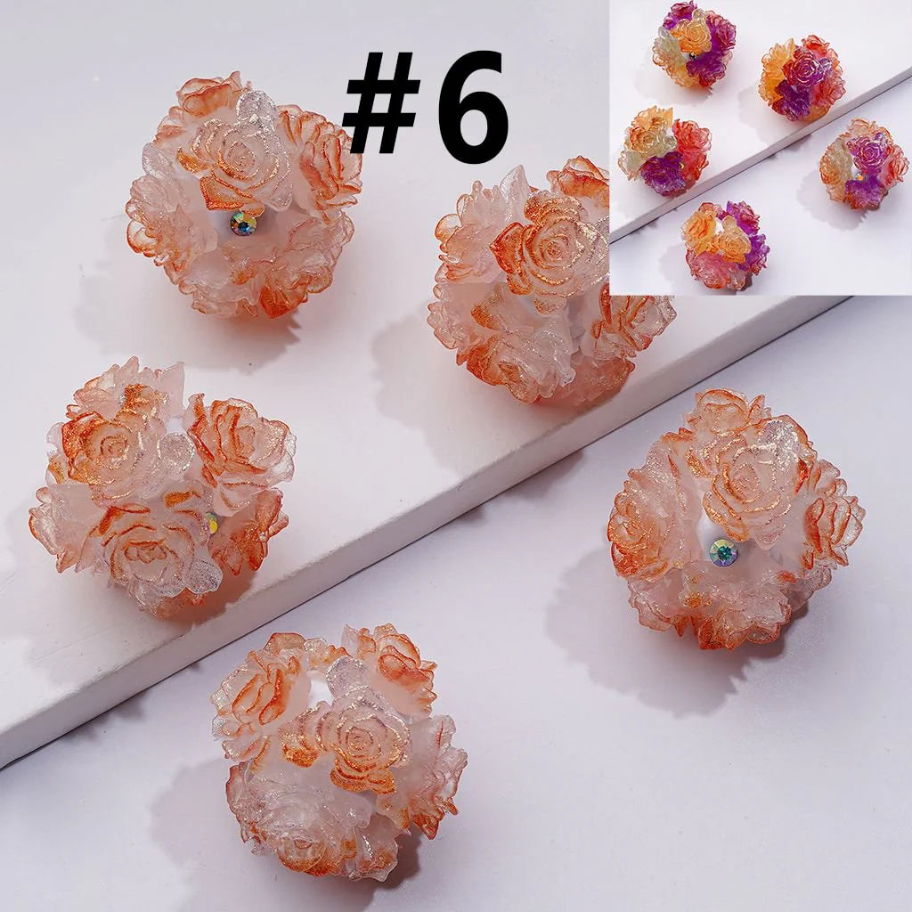 z-Color Changing Cute Glitter Soft Flowers AB Rhinestones Round Clay Beads, Around 24MM