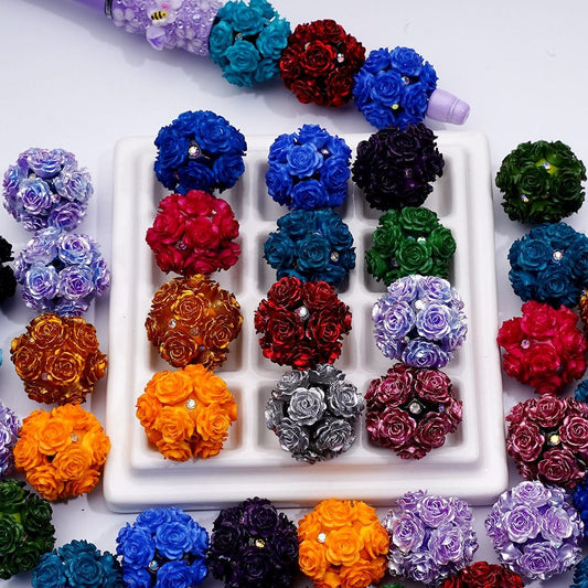 z-Dark Color Series Soft Flower AB Rhinestones Round Clay Beads, 23MM, Random Mix