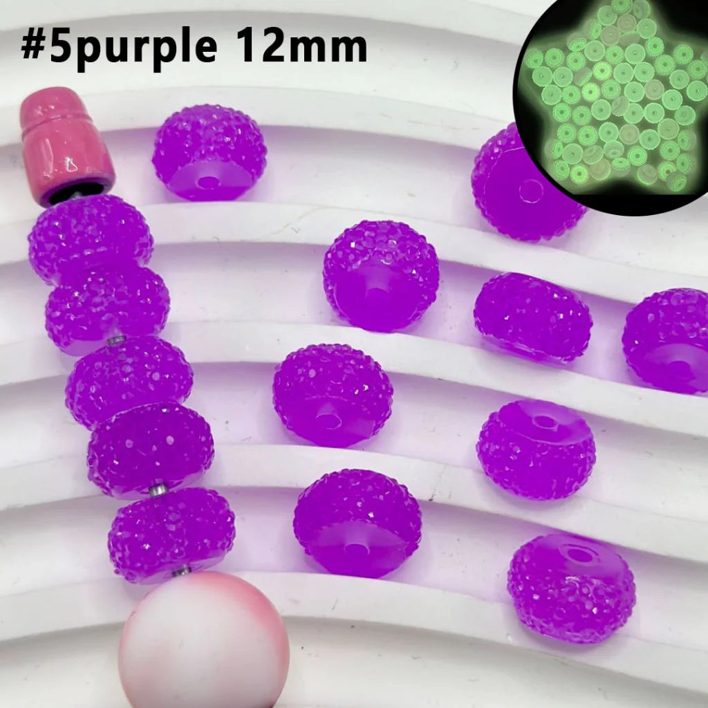 Z-Luminous Colorful Wheel Acrylic Beads with Sugar Spacer Texture on Side, 12mm