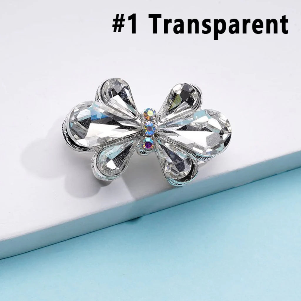 z-Silver Metal Beads Delicate AB Rhinestones and Fancy Colorful Bowtie Flower, 28×18MM