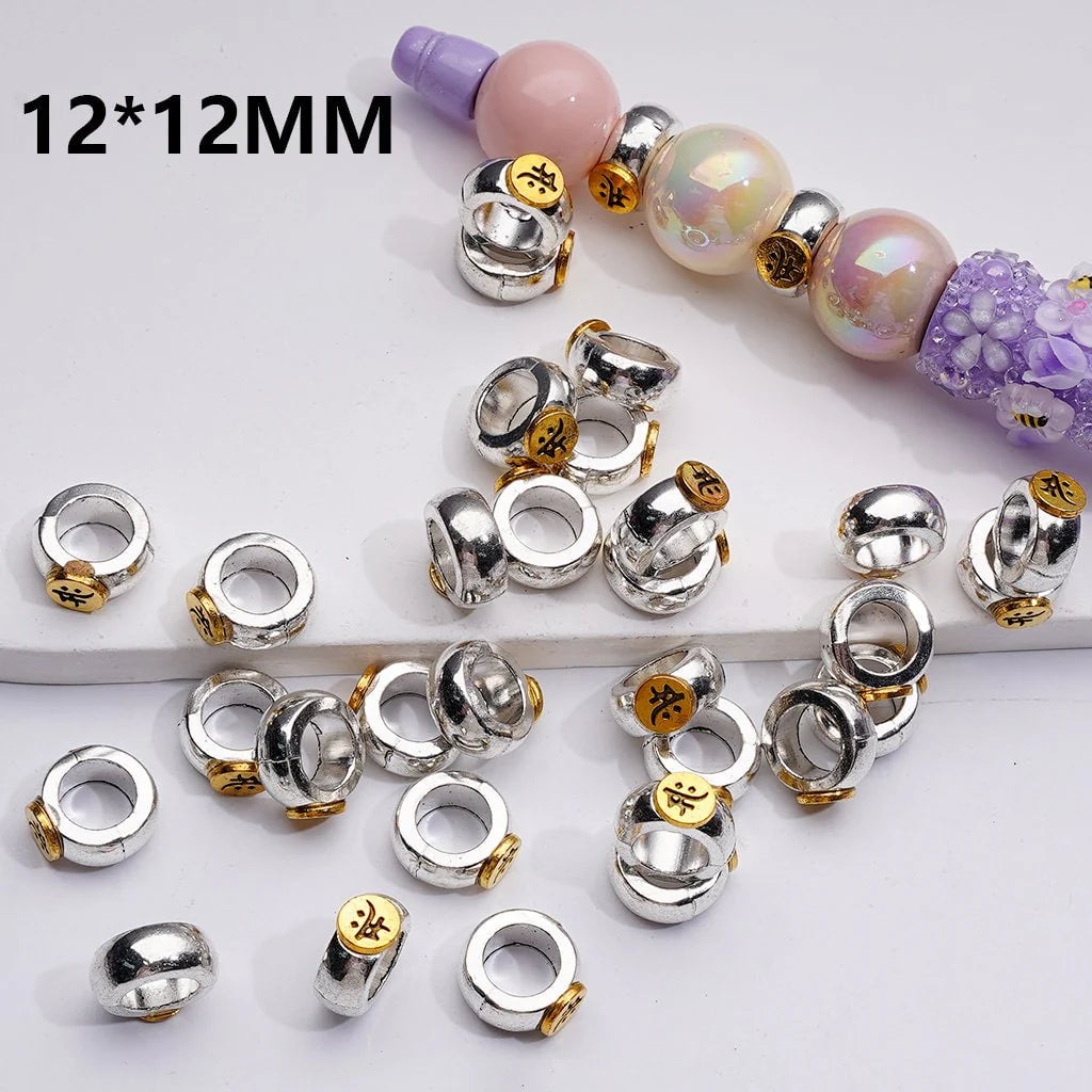 z-Silver Alloy Ring with Large Hole Spacer Beads Jewelry Accessories, 12MM