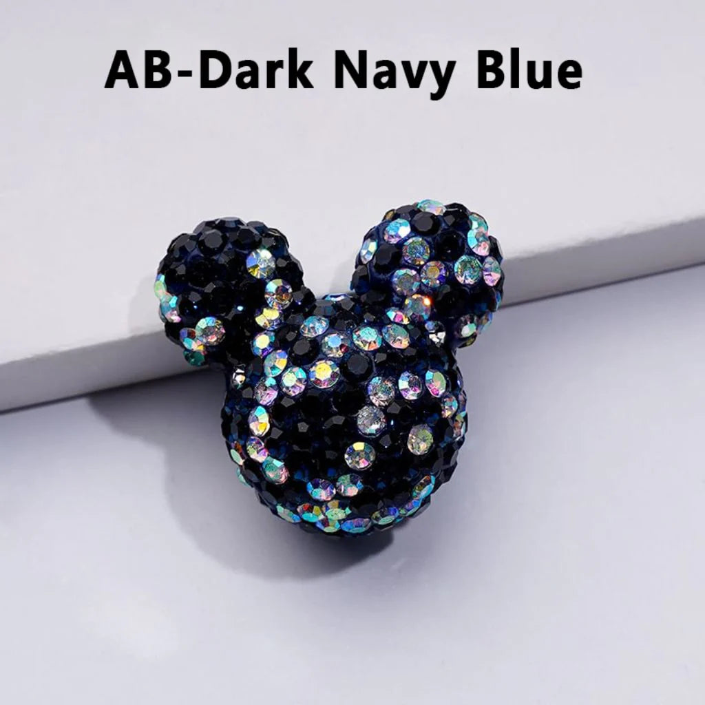z-Vivid Cute Girl and Boy Mouse Head Clay Beads with Multi-Color & AB Rhinestones, 22*24*17MM