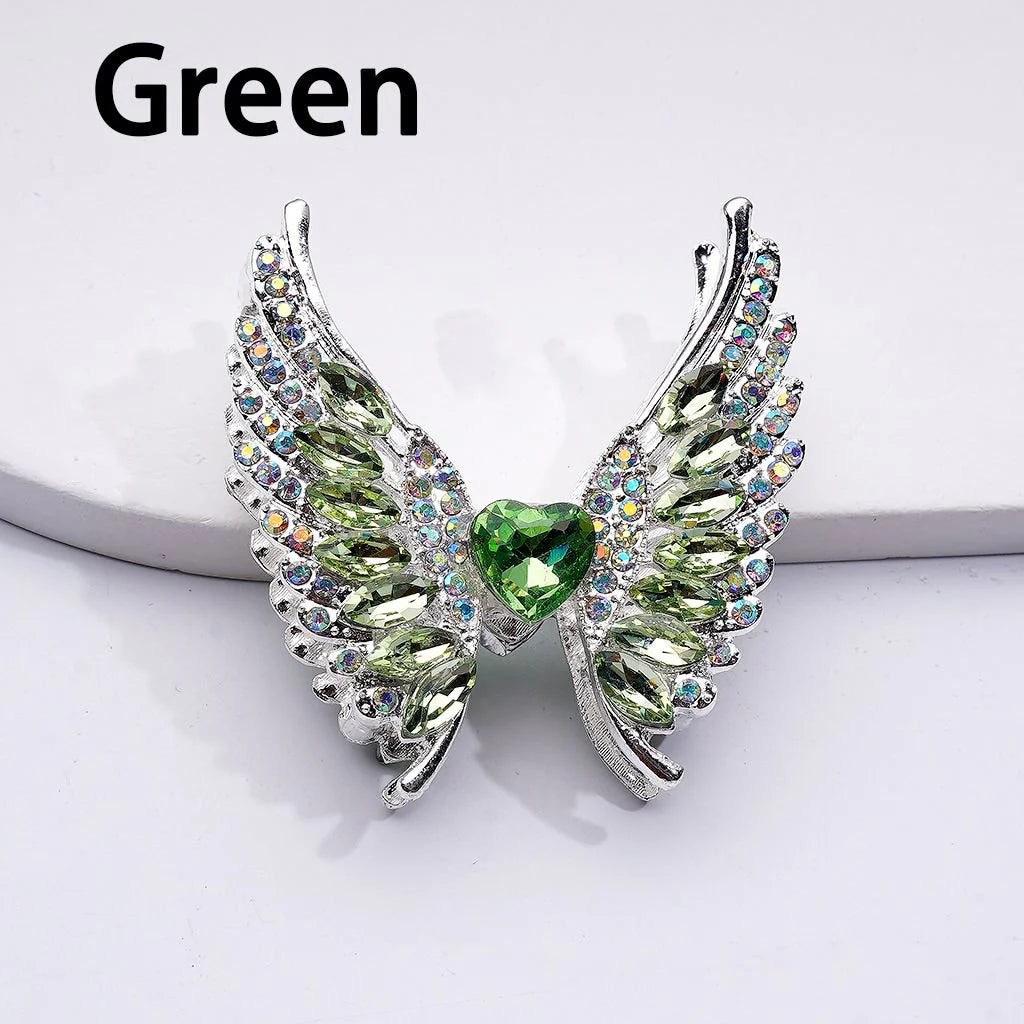 z-Silver Metal Beads Exquisite Angel's Wings Fancy Shiny Rhinestones, 46*50MM
