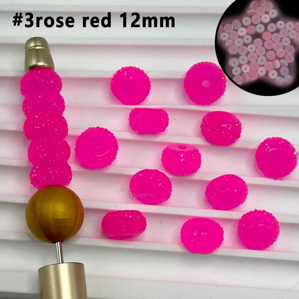 Z-Luminous Colorful Wheel Acrylic Beads with Sugar Spacer Texture on Side, 12mm